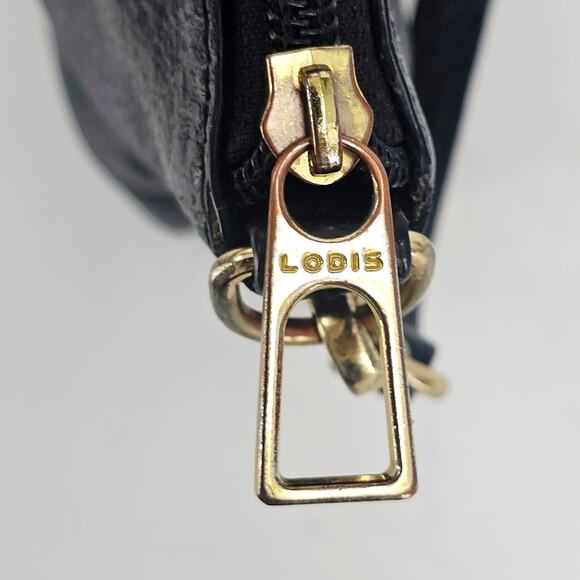 Lodis Black Pebbled Leather Clutch Small Bag Purse Italian Designer Minimalist - Picture 12 of 13